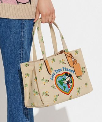 COACH】ディズニー 100周年 ミッキー キャンバス トートバッグ-